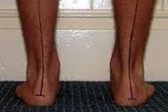A photo showing a persons feet, ankles and calves from behind