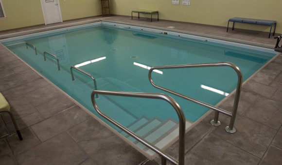 A photo of the steps in the PT350 aquatic therapy pool.